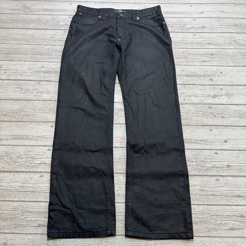 Reflex Jeans Men's 32 Black Straight Leg Relaxed Fit Embellished Pockets Skater